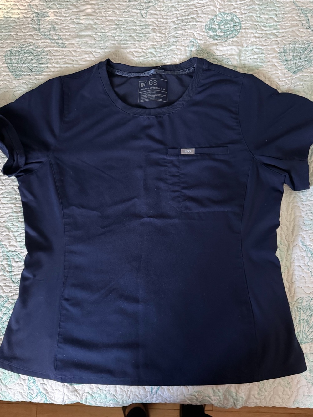 Figs Navy Short Sleeve Women's Scrub Top